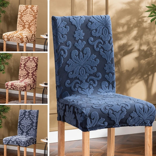 Einfarbiger Jacquard Stretch-Stuhlbezug – Elastischer Esszimmerstuhl-Schutz