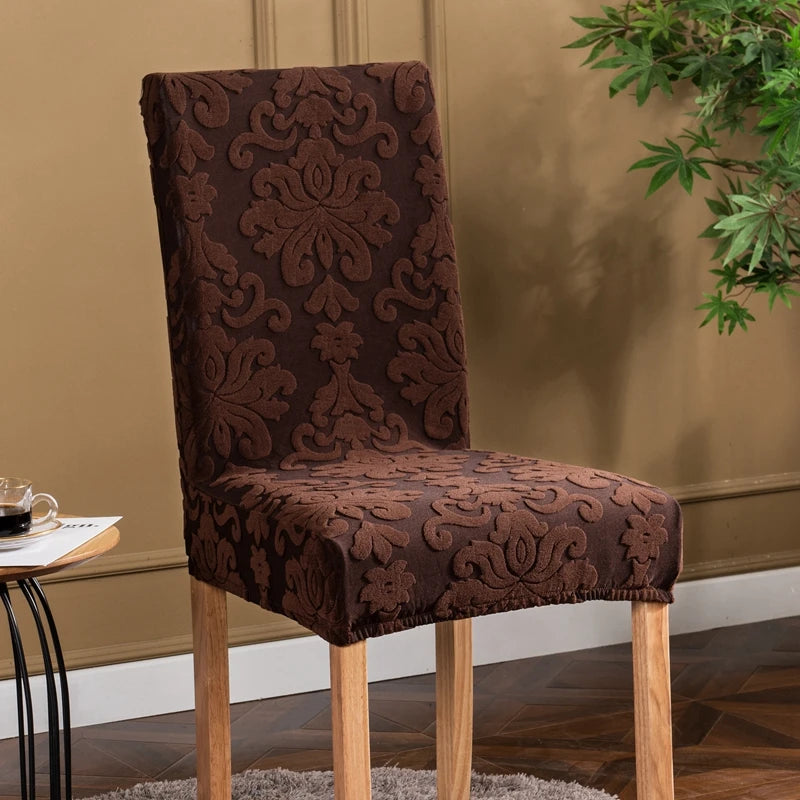Einfarbiger Jacquard Stretch-Stuhlbezug – Elastischer Esszimmerstuhl-Schutz