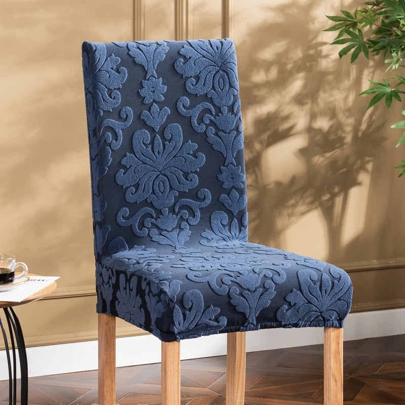 Einfarbiger Jacquard Stretch-Stuhlbezug – Elastischer Esszimmerstuhl-Schutz