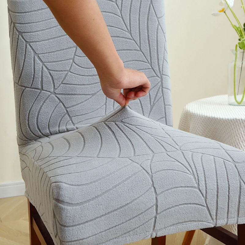 Blatt-Jacquard Stretch-Stuhlbezug – Spandex Esszimmerstuhl Schutzhülle