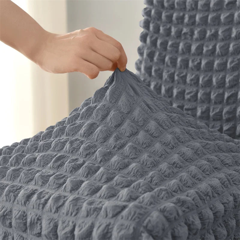 Seersucker Stuhlbezug mit Rock – Elastische Esszimmerstuhl-Husse