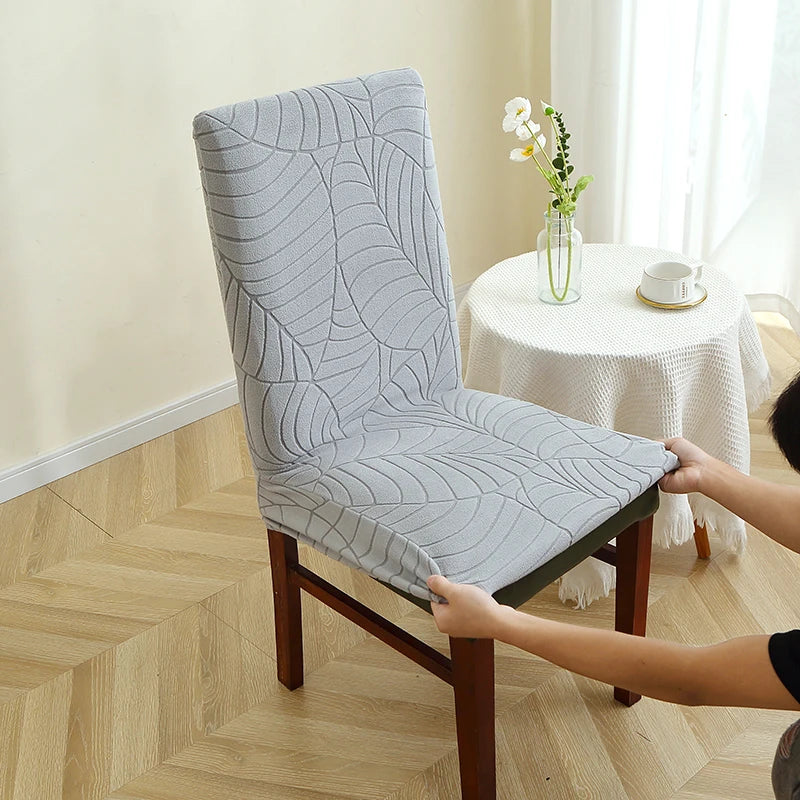 Blatt-Jacquard Stretch-Stuhlbezug – Spandex Esszimmerstuhl Schutzhülle