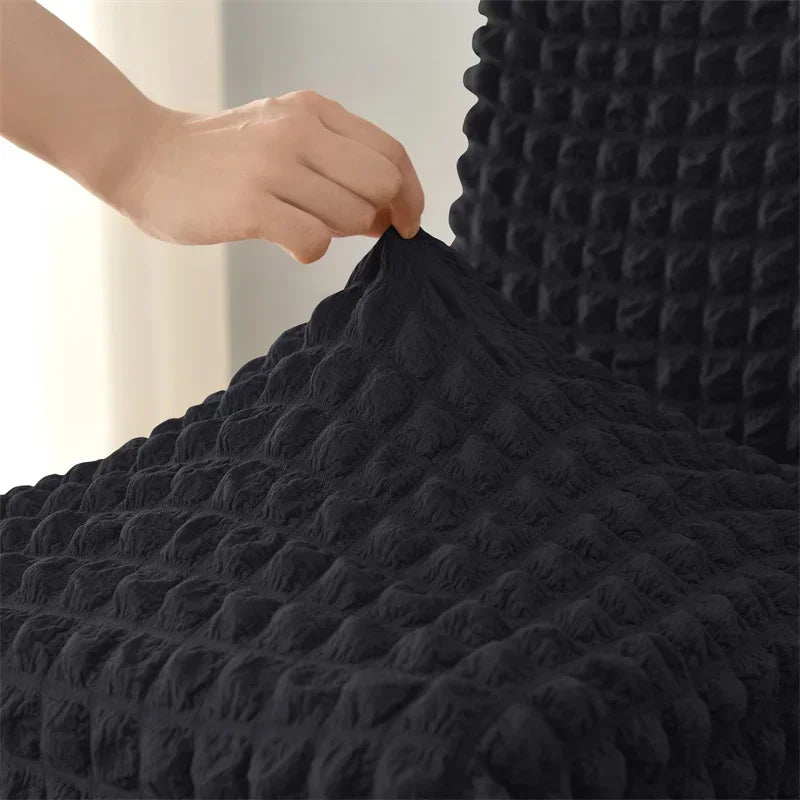 Seersucker Stuhlbezug mit Rock – Elastische Esszimmerstuhl-Husse